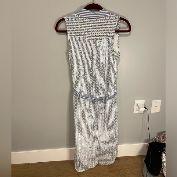 Anthropologie Button Up Kismet Dress Style Eyelet Light Blue White Tie Dress 4 - Picture 5 of 8